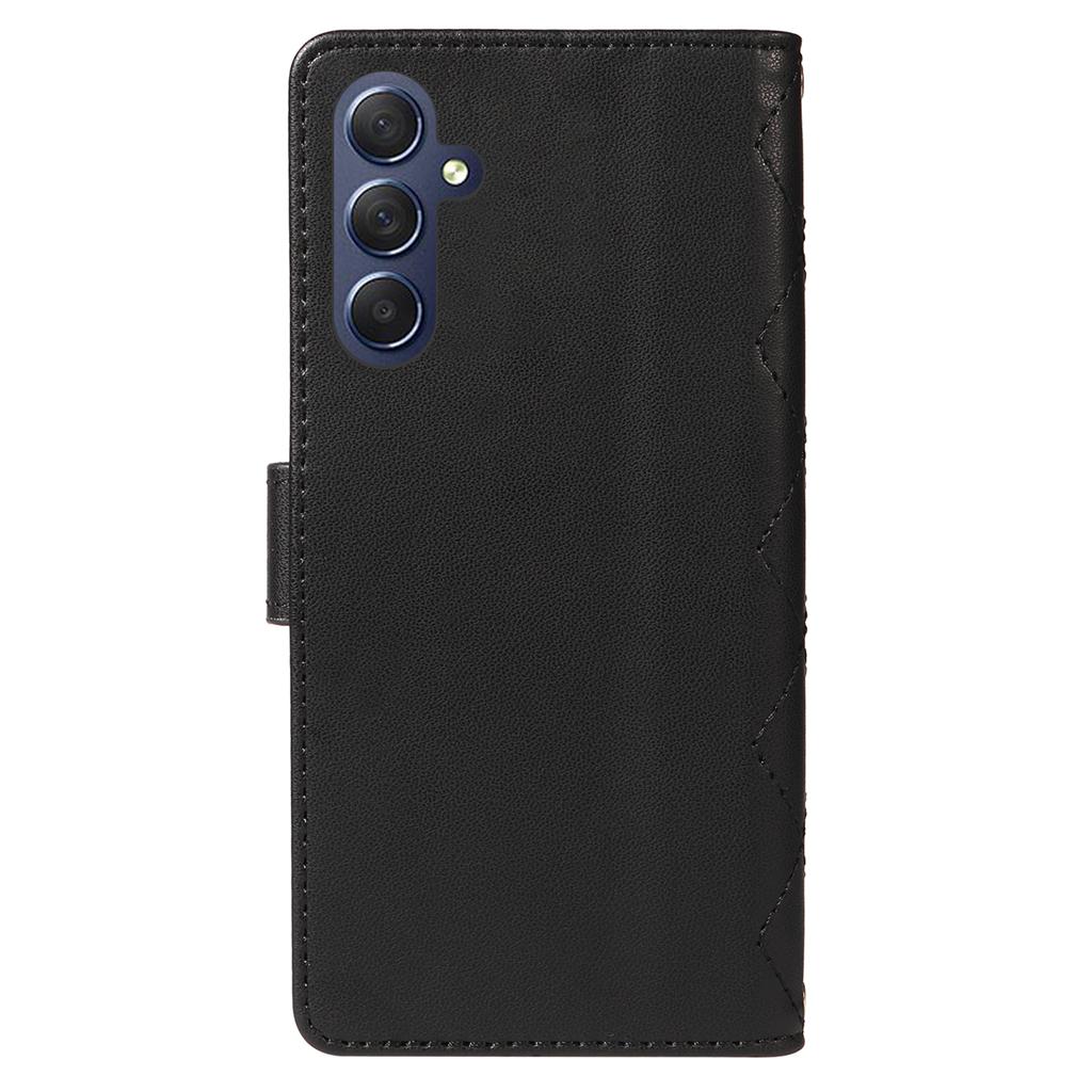 For Samsung Galaxy A35 5G Case Wallet Rhombus Leather Phone Cover with Shoulder Strap,Wrist Strap