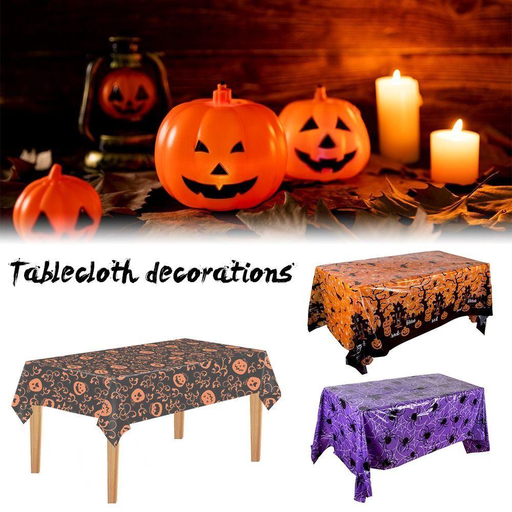 Pumpkin Ghost Spooky Bat Tablecloth Bronzing Haunted House Tablecover  Trick or Treat