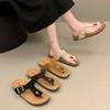 Fashion Luxury Woman Clappers Cork Footbed Slippers Women Classic Solid Color Fashion Flip Flops with Arch Support Slip-on Suede Shoe