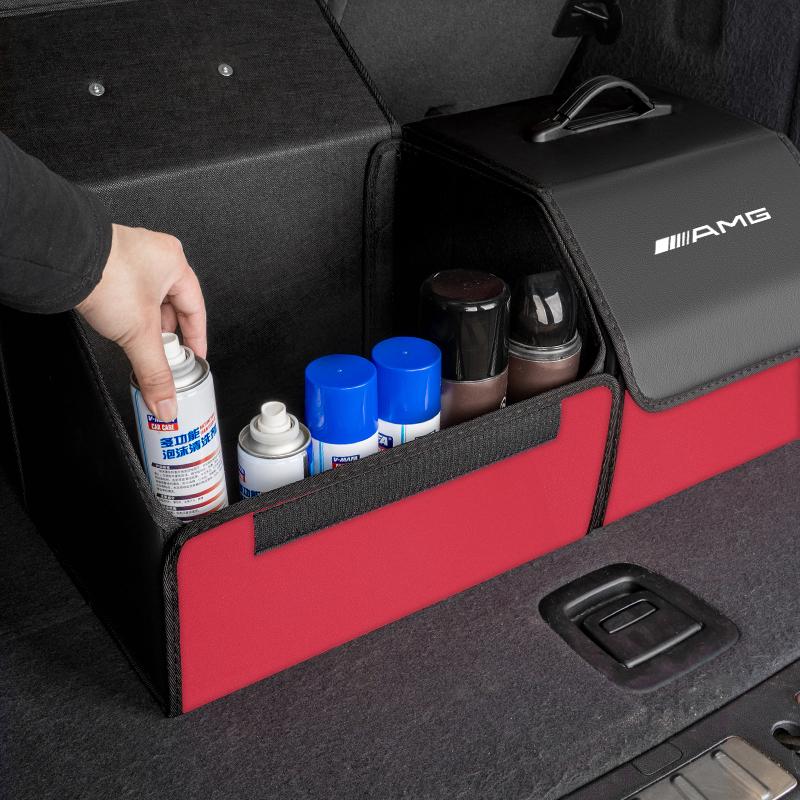 Car Leather Storage Box Auto Trunk Organizer Bag Accessories For Mercedes Benz AMG GLC W203 W206 W220 W205 W211 W212 W201 W210