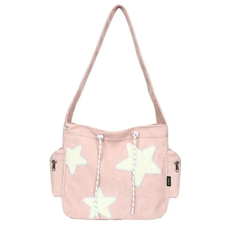 

Girls Cute Star Print Shoulder Bags Women Japanese Casual Fashi Crossbody Bag Y2k Streetwear Tote Bags for College Student no pedant рожевий