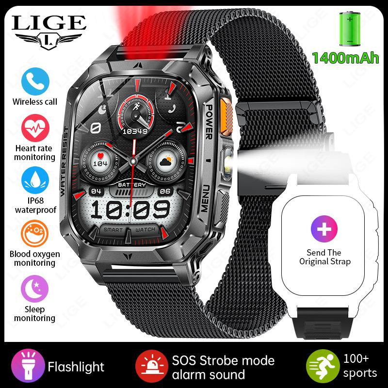 AK103 Outdoor Smart Watch Bluetooth Call Heart Rate Blood Oxygen Multi-Sport Smartwatch Black