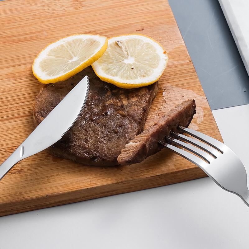 Ins tableware Internet celebrity 304 stainless steel knife and fork imitation wood grain handle steak knife and fork gift box set dessert spoon