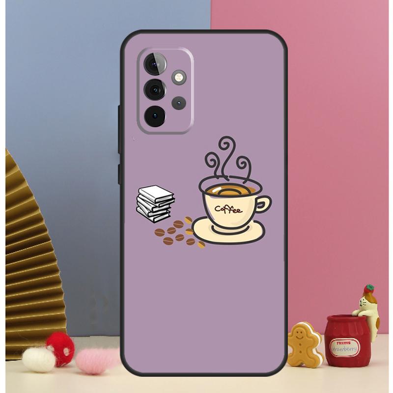 Books And Coffee Case For Samsung Galaxy A52 A72 A13 A33 A53 A14 A24 A34 A54 A15 A25 A51 A71 A12 A32 Cover