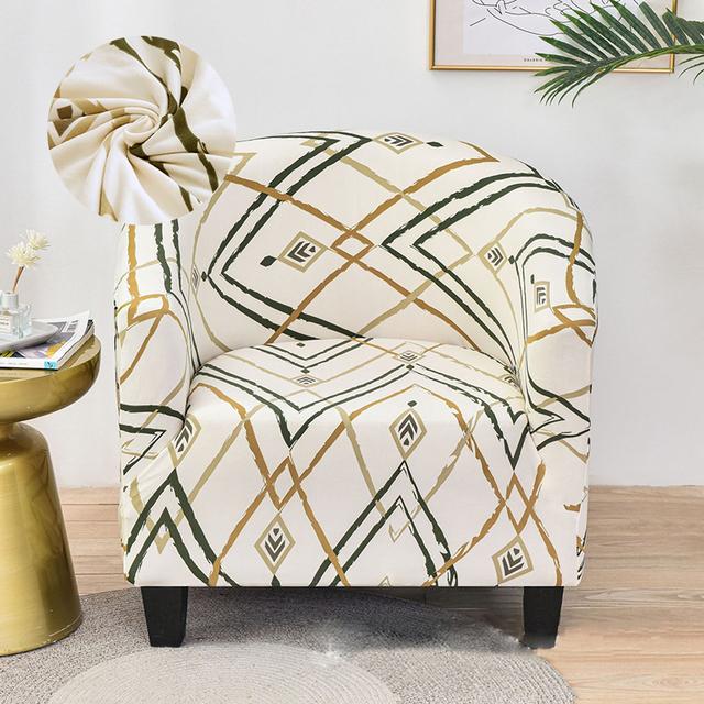 Levivel Club Chair Slipcover Stretch Armchair Printed Tub Chair Cover Living Sofa Cover Spandex Couch Cover Designed For Bar Counter Family Room