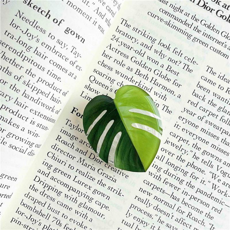 Japanese Korean Fresh Leaf Resin Airbag Holder - Retractable Folding Phone Stand