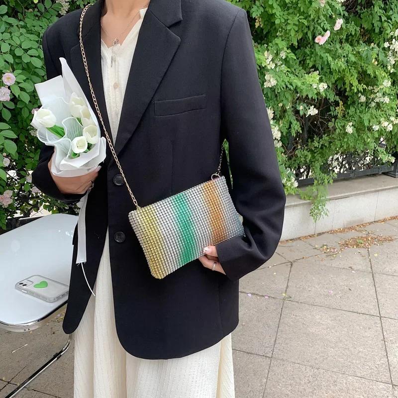 

Модные сумки через плечо со стразами, женские сумки через плечо с цепочкой, однотонные маленькие сумки для женщин, свадебные клатчи, чехлы для телефонов