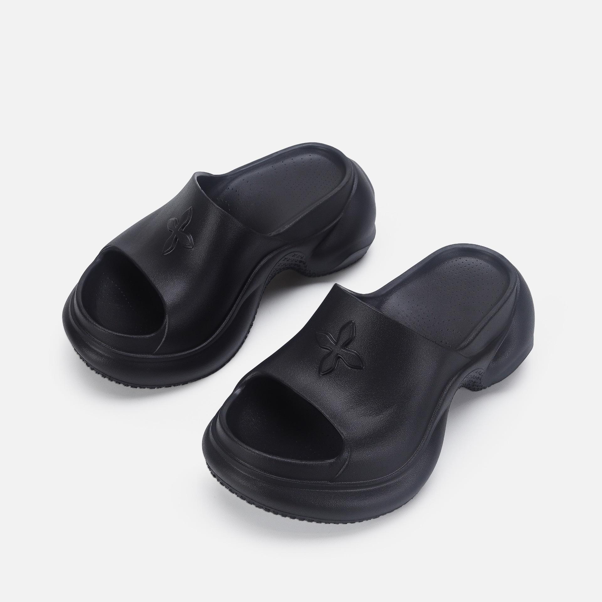 

Стильные женские дизайнерские тапочки на толстой подошве 37 чёрный