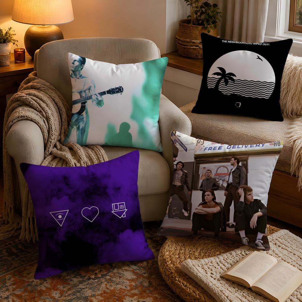 TheNeighbourhood Album Cover Cushion Cover Soft Plush Cushion Cover Double Print And Invisible Zipper For Sofa Home Car Use