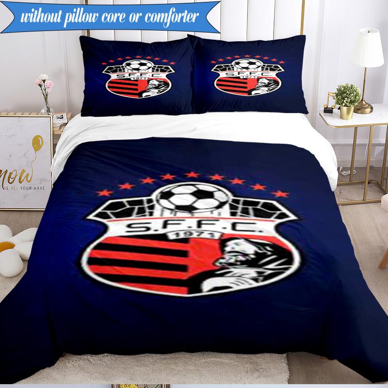 3PCS Soccer Team Crest Design Printed Soft Bedding Set,Including 1pc Duvet Cover And 2pcs Pillowcases Perfect for Bedroom, Dormitory, Fan gift