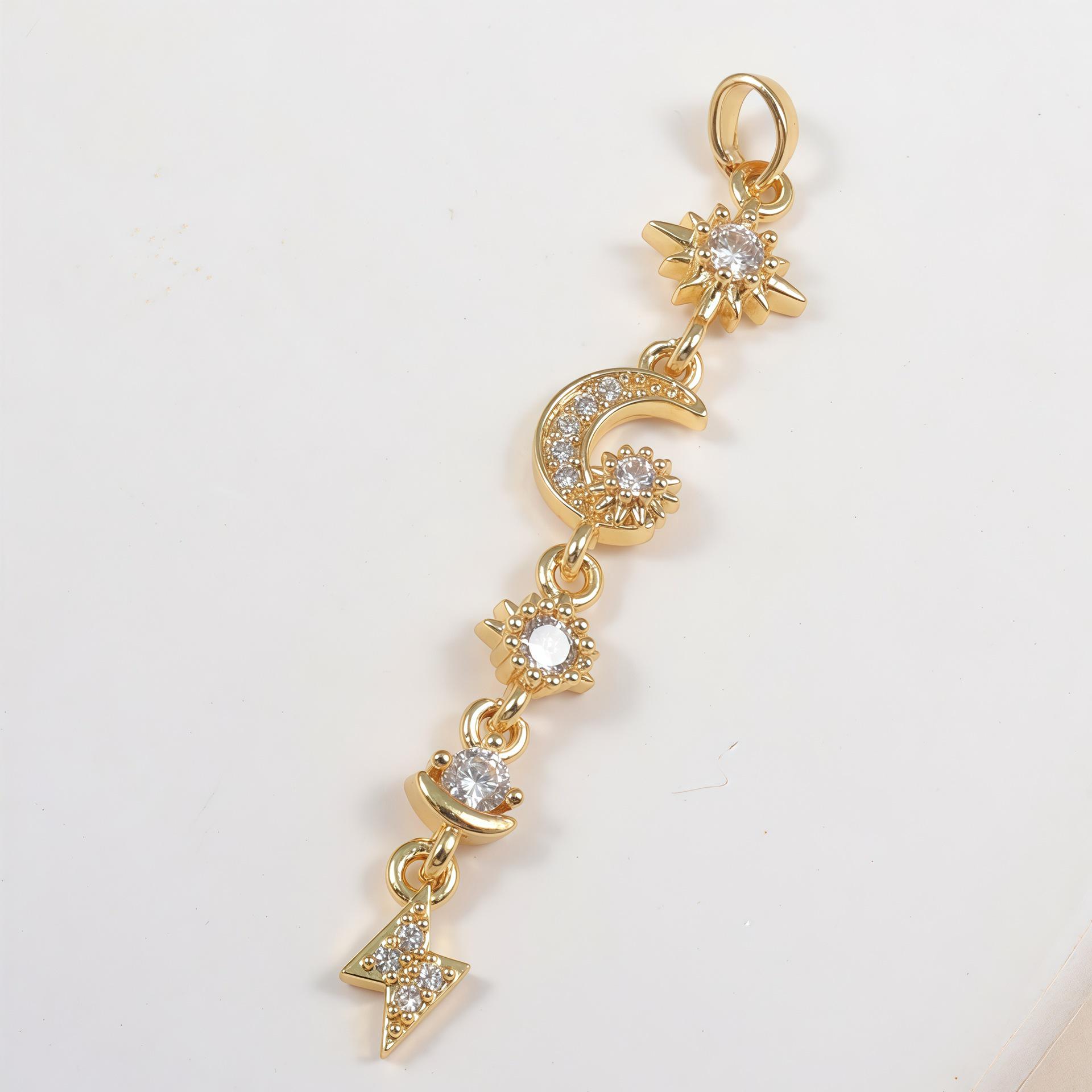 Micro-set Diamond Sun Moon Star Arrow Pendant Jewelry for DIY Necklaces, Bracelets, Earrings