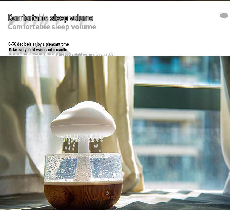 New Mini Desktop Rain Sound Humidifier with Night Light and Colorful Gradient for Bedroom Relaxation