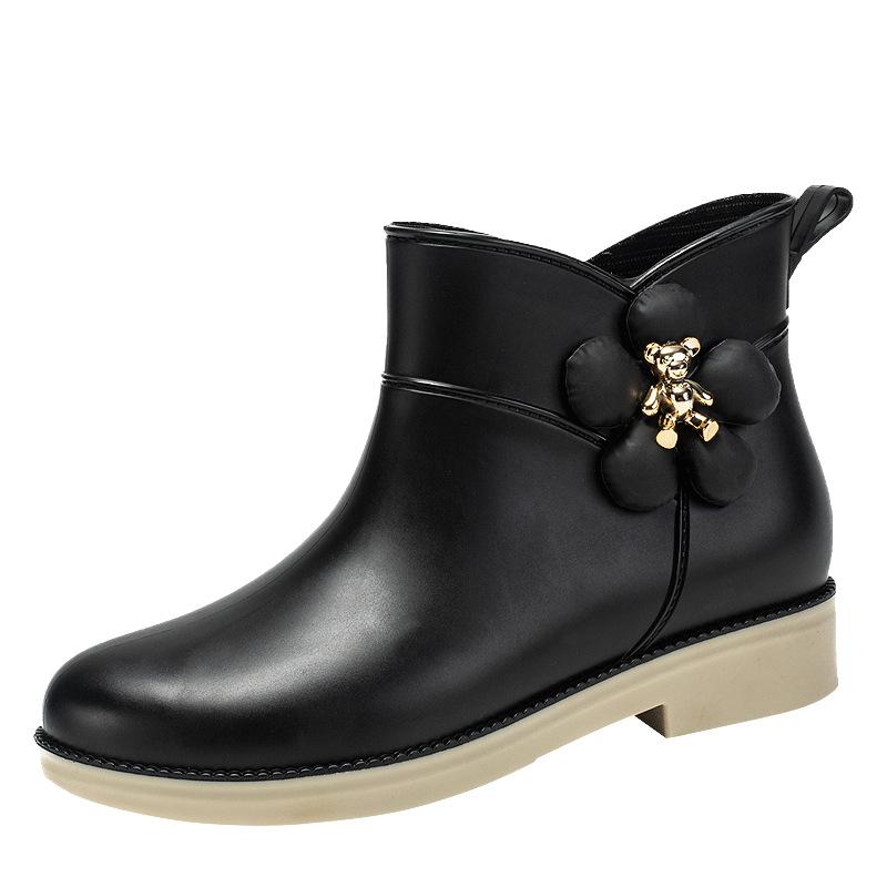 

Женские дождевые ботинки конфетных цветов, новая студенческая модная модель, женские дождевые сапоги, верхняя одежда, короткие, нескользящие и износостойкие, на толстой подошве, водонепроницаемая обувь 36