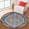 Abstraktní Boho Květinová Mandala Kulatý Koberec Exotický Květinový Kruh Koberec do Obývacího Pokojí Měkká Protiskluzová Podložka do Dětského Pokojí Vstupní Podlahová Rohož