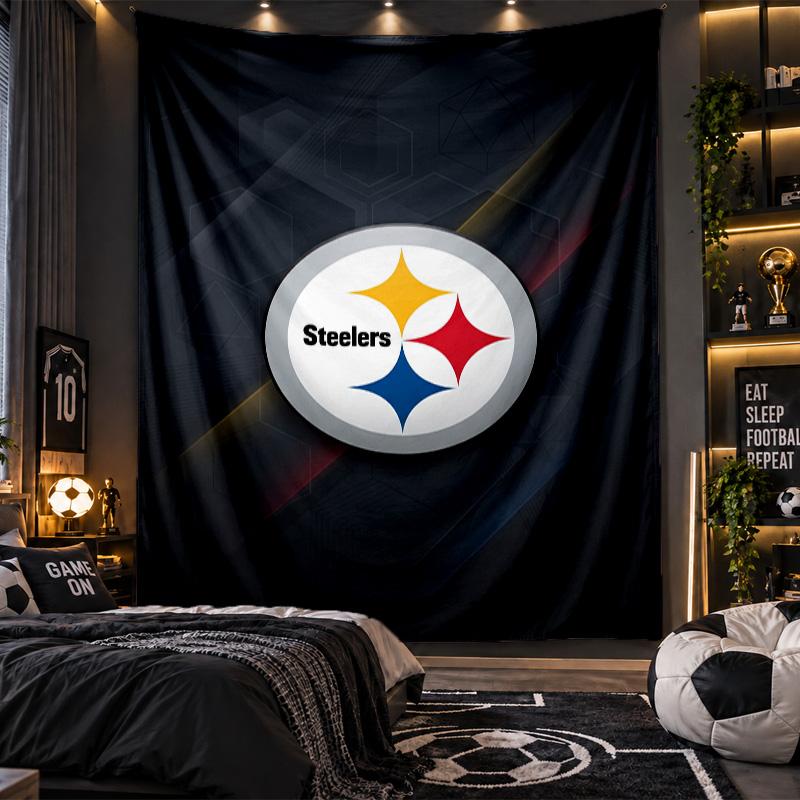 Wall Hanging Tapestry Pittsburgh Steelers Print Cloth for Living Room Bedroom Home Decor