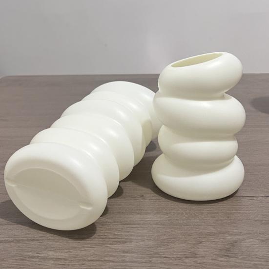 White Faux Ceramic Vase Minimalist Modern Small Flower Vase for Pampas Grass