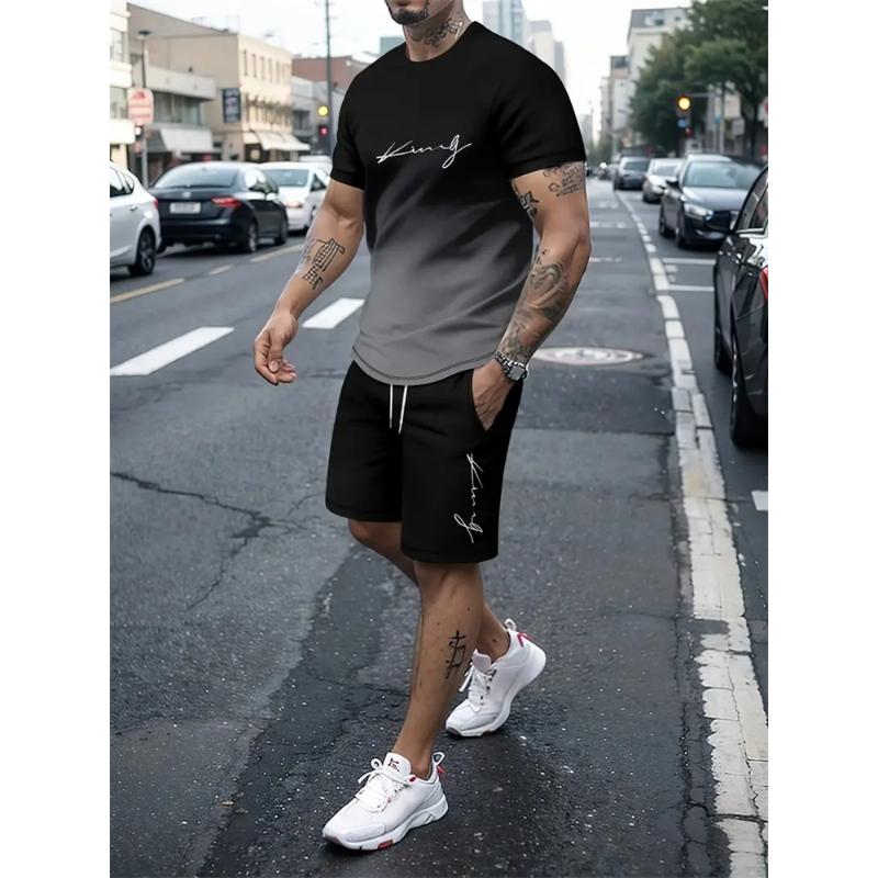 New Men's Outfit Summer Short Sleeve T Shirt Set Fashion 2 Piece Sportwear 3D Printed Casual Shorts Sweatshirt Men's Tracksuit