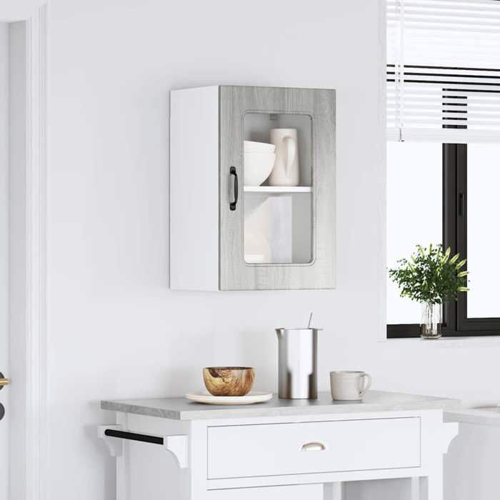 VidaXL Armoire murale de cuisine avec porte vitrée "Kalmar" Bois d'ingénierie gris Sonoma 853533