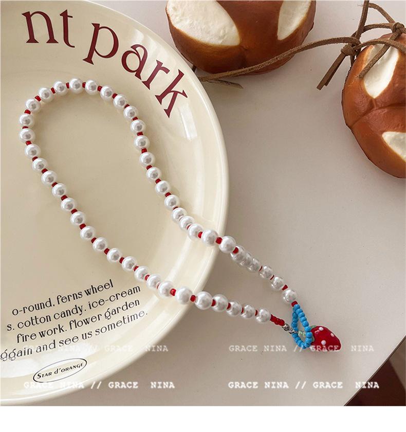 **Kissy! Strawberry Pearl Choker - 2025 New Sweet Style for Women**