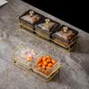 WUHE Six-Grid Segmented Serving Tray with Transparent Lid