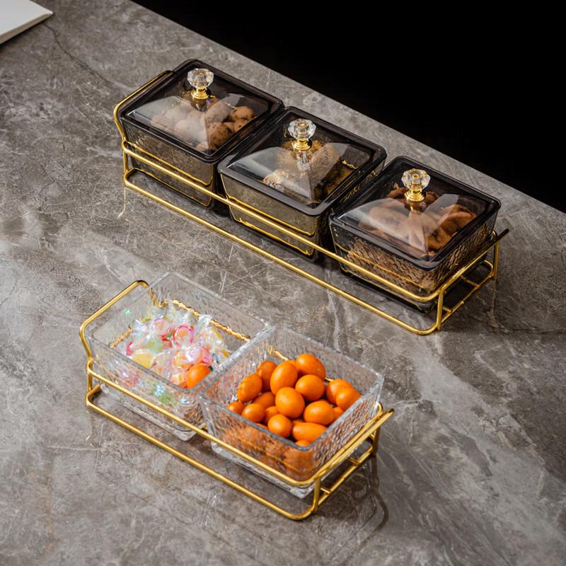 WUHE Six-Grid Segmented Serving Tray with Transparent Lid