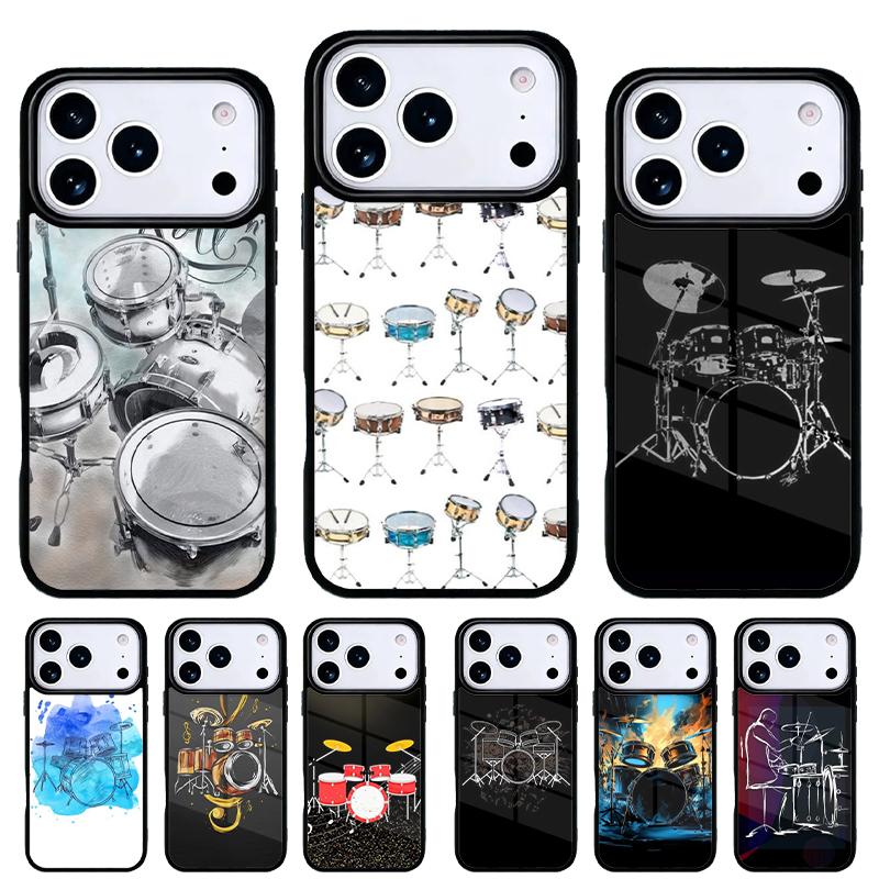 Musical Instrument Drum Phone Case for iPhone 17 Air 16e 15 14 13 Pro Max Back Cover for 12 11 Pro Coque