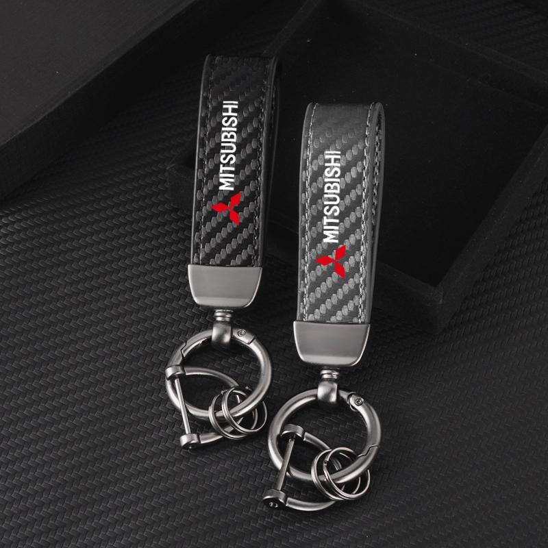 Modny skórzany brelok do kluczy z klamrą w kształcie podkowy Breloki do kluczy samochodowych dla Mitsubishi Pajero Sport Outlander ASX Lancer Eclipse Cross