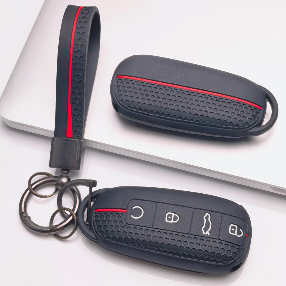 Silicone Car Keychain Strap for Chery Tiggo 7 Pro Arrizo 8 OMODA 5 Jetour Traveler Dashing Honeycomb Texture Non Slip Grip Anti Lost Key Ring Holder