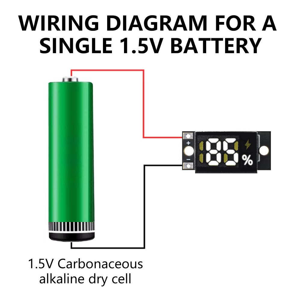 1.2V-3.1V Battery LED Percentage Indicator Real-Time Power Display Supports A/AA/AAA Dry Battery for Small Portable Electronics