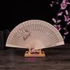Exquisites Chinese Culture Handheld Fan Decorative Wood Handheld Folding Fan with Detailed Carving for Gift and Decors