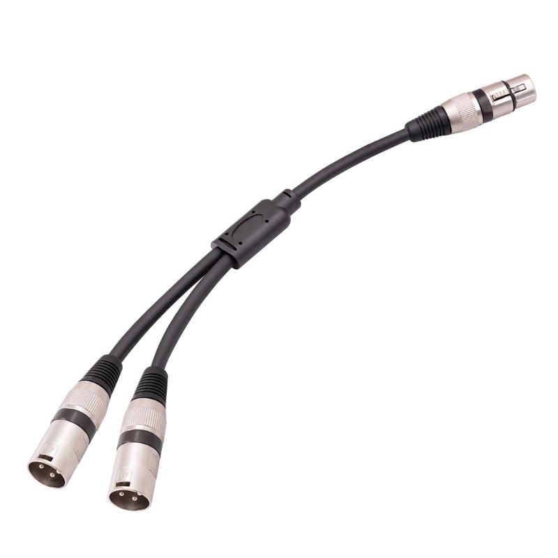 Audio Cable 3Pin XLR Female To Dual- XLR Male Y Splitter Nickel Plated Connectors With Metal Serviceable Ends 0.5M