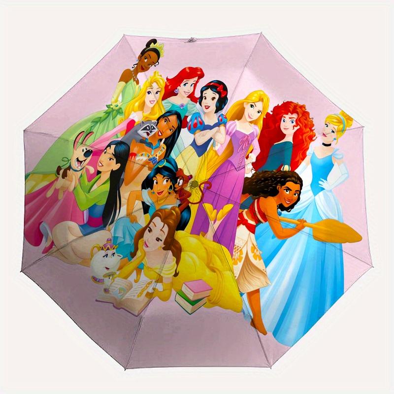 Ombrello Automatico ad Apertura e Chiusura con Personaggi dei Cartoni Animati e Principesse, 8 Stecche Antivento Portatile Pieghevole, Adatto per Uso Casuale