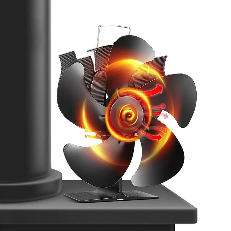6-Blade Heat Self-Powered Stove Fireplace Fan For Wood Log Burner Fireplace Quiet Environmental Fan Efficient Heat Distribution