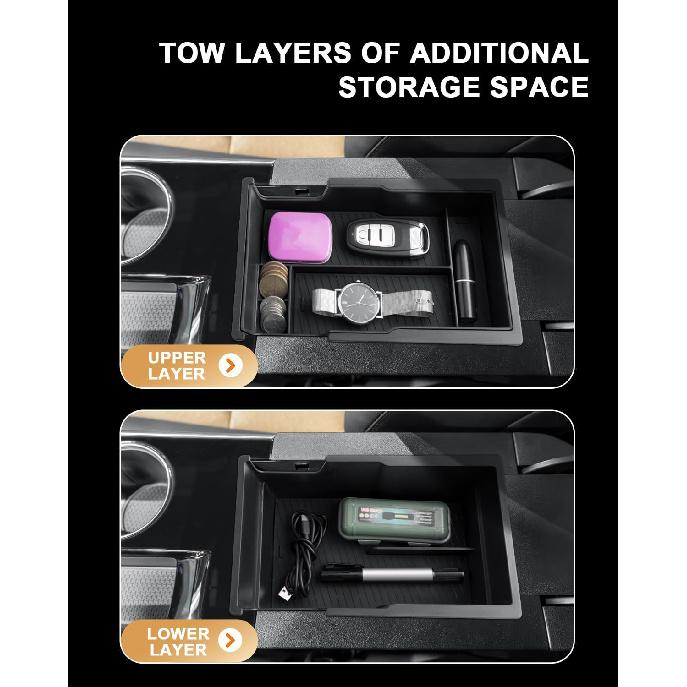 2026 Equinox Center Console Organizer - For 2025-2026 Chevy Equinox Double Layer Center Console Organizer - Double-Layer Armrest Box Storage Tray For