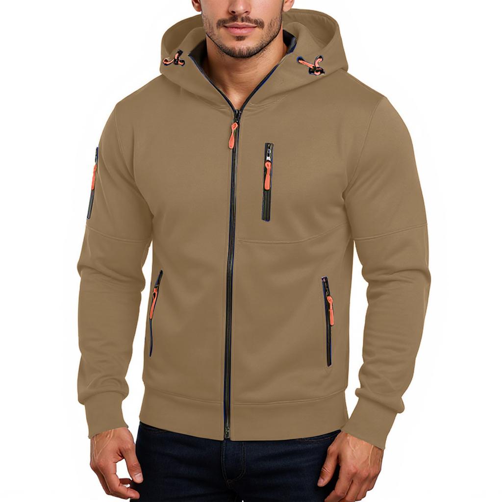 Giacca con cerniera da uomo, giacca cardigan casual retrò a maniche lunghe