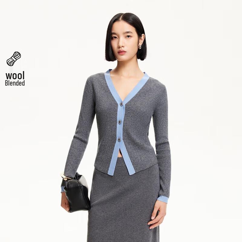 

VEROMODA 2025 Summer V-Neck Knit with Detachable Colorblock Shawl M