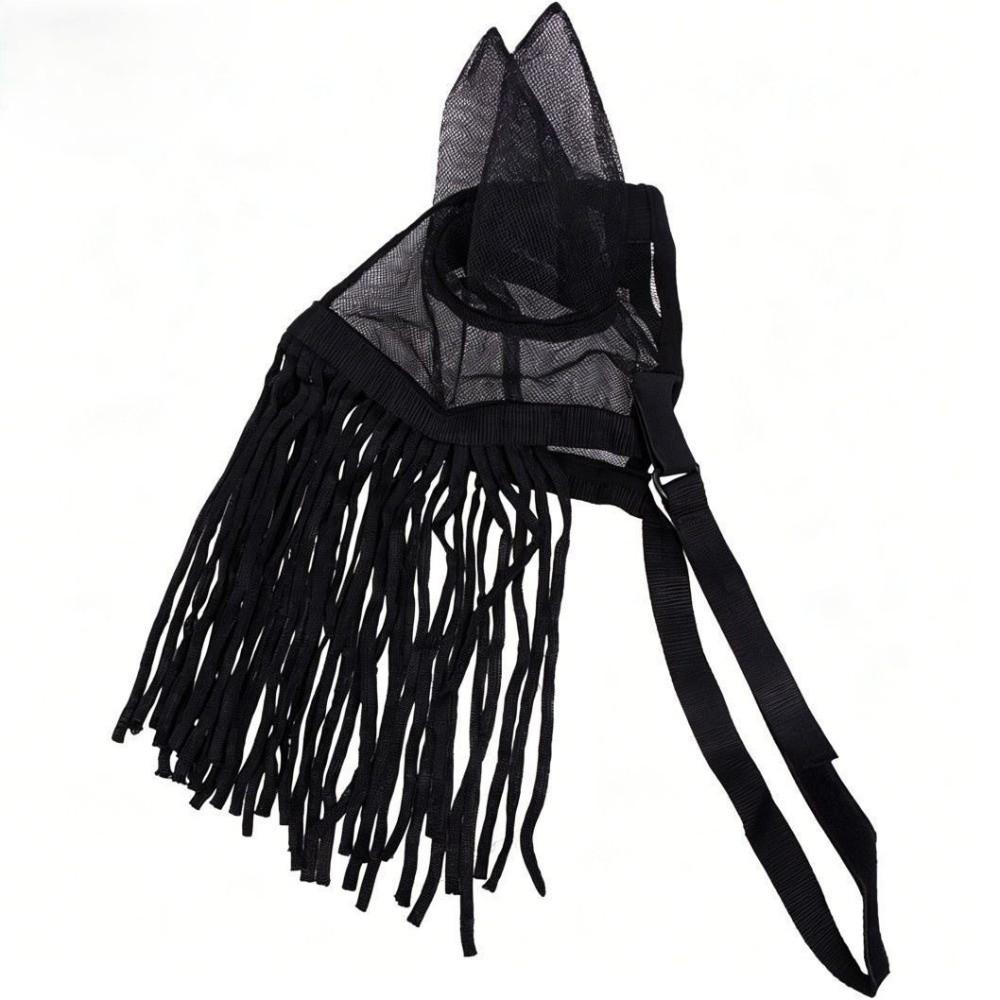 Breathable Mesh Horse Fly Mask with Tassels Fine Mesh Screen Fly Protector Mask Anti Insect UV Protection Horse Face Mask