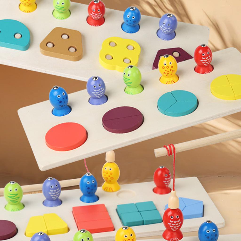 2-in-1 Shape Fishing Set For Preschoolers, Baby Color , Fun Enlightenment, Early Education, Puzzle Toy