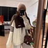 College Style Color Matching Fashion Casual Knitted Cardigan Top Women's Autumn and Winter New Loose Lazy Sweater Jacket