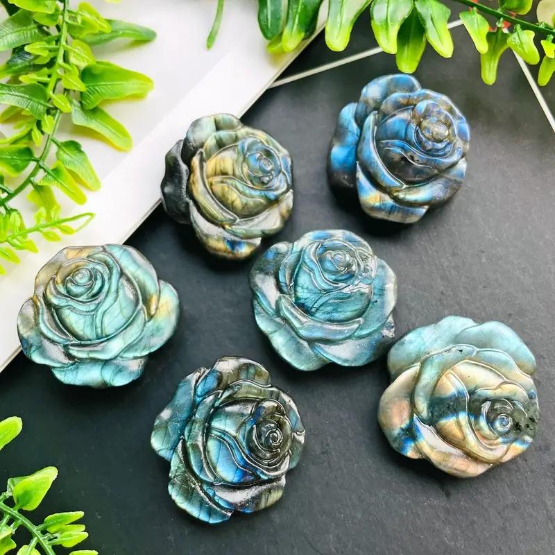 

1 шт. Натуральный лабрадорит, лепестковые украшения, медитация, натуральная резьба, карманное украшение, подарок, статуэтка, медитация