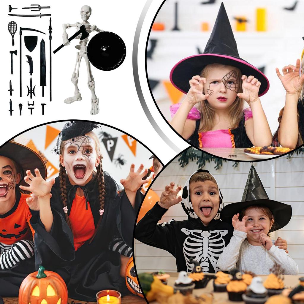 Movable Skeleton Toy Halloween Movable Skeleton Figurine Human Bone Desktop Figure Model For Home Classroom Teaching Display