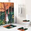 Healing Tree Hole Bathroom Shower Curtain Floor Mat Toilet Cover Foot Mat Four-Piece Set
