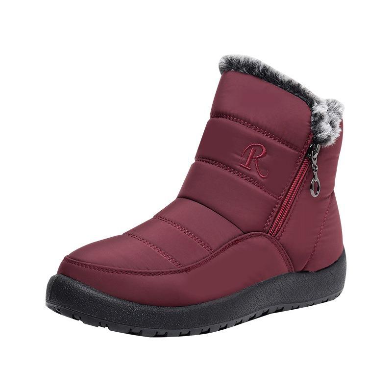 

Женские зимние теплые сноубутсы с подкладкой из искусственного меха, водонепроницаемые ботинки до середины щиколотки, нескользящая уличная обувь, женские туристические ботинки для хайкинга и спорта 43 красный