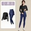 1011 Spring New Long Sleeve Fitness Clothing Women's Loose Breathable Running Quick Drying Clothes Sports Suit Fitness Training Clothing