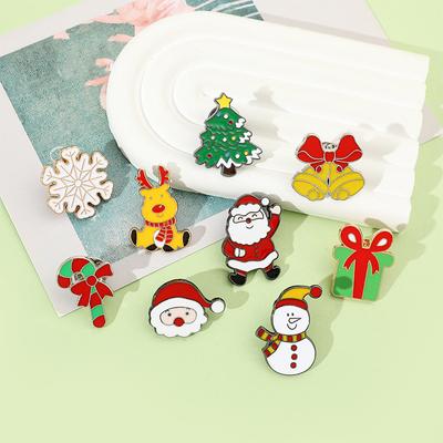 Christmas Elk Santa Claus Xms Tree Snowman For Coat Dress Shirts Bags Alloy Gift Jewelry