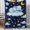Cute Elephant Sleeping On Clouds Stars Moon Night Sky Fleece Blanket Soft Flannel Throw Pillow Cover Kids Room Decor Baby Gift