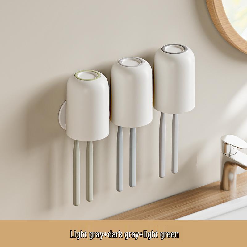 Punch-Free Wall-Mounted Toothbrush Holder & Cup Set