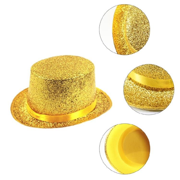 Magician Hat Wide Brim Fedora Hat Stage Top Hat Short Brim Flickering Glitter