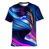 Barevná trička pro muže s 3D potiskem, neonové abstraktní tričko s krátkým rukávem