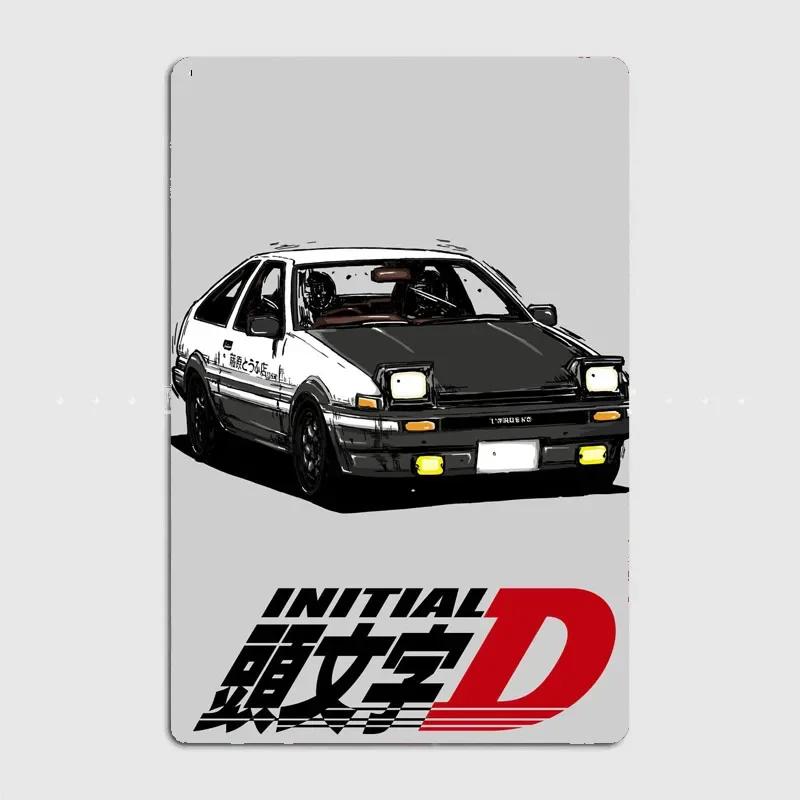 Initial D AE86 HACHIROKU Vintage Retro Poster Metal Sign Garage Club Indoor Room Decoration Wall Decor Custom Home Decor